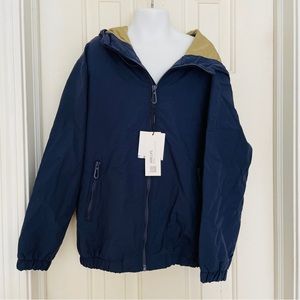 NWT Zara Boys nylon navy windbreaker rain jacket khaki lined 9 M